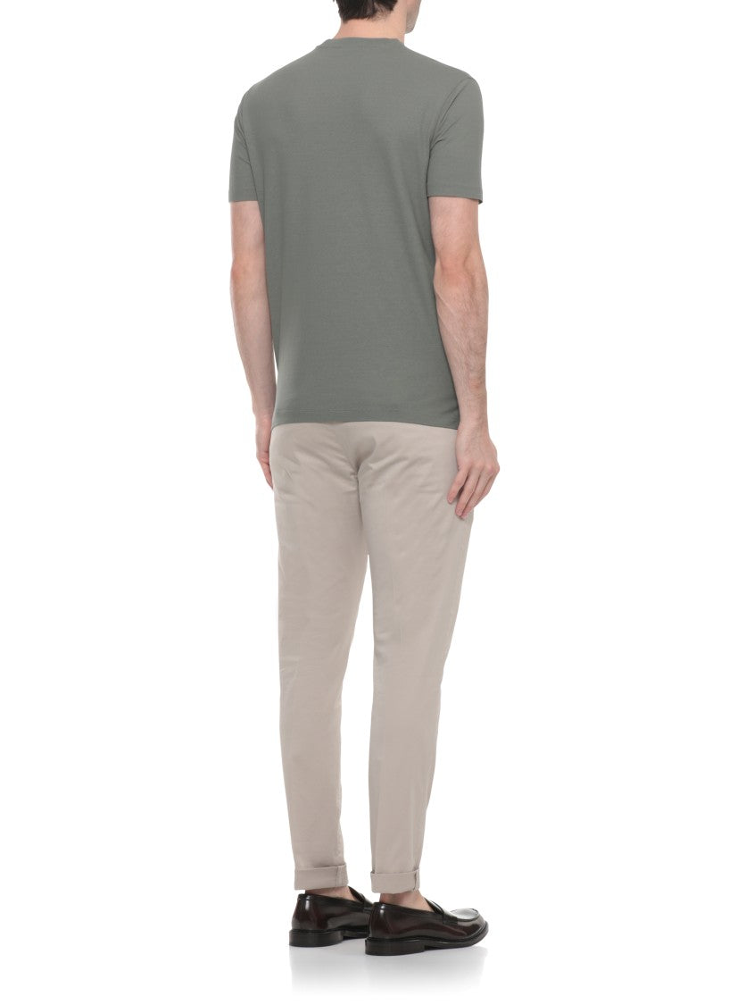 Zanone Sage Green Cotton Crewneck T-Shirt