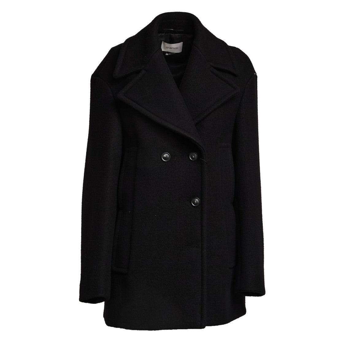 Sportmax Double-Breasted Caban Coat With Notched Lapel And Side Pockets