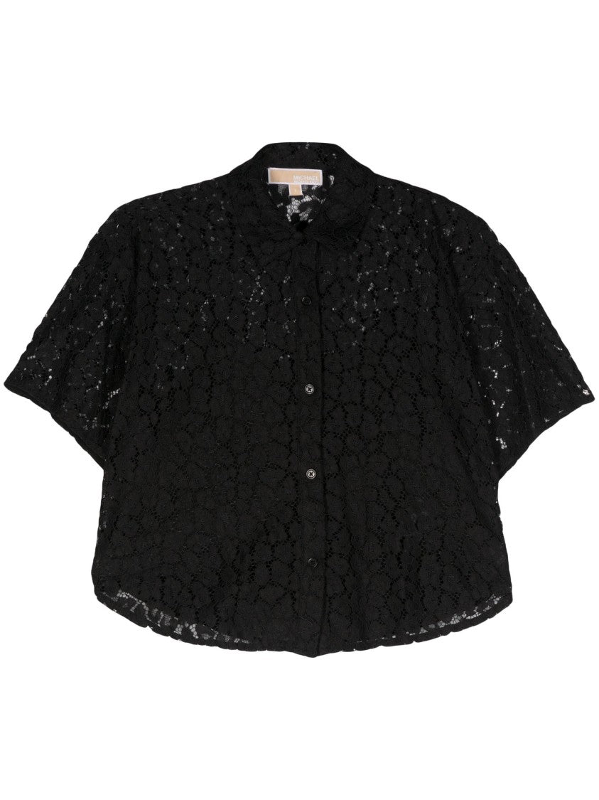 Michael Kors Lace Crop Shirt With Button-Up Front