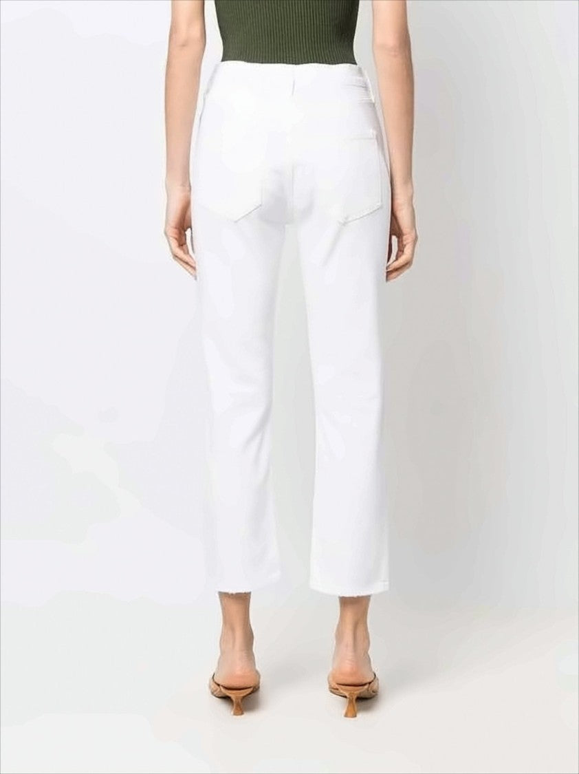 Agolde Straight-Cut White Denim Pants With Classic Five-Pocket Design