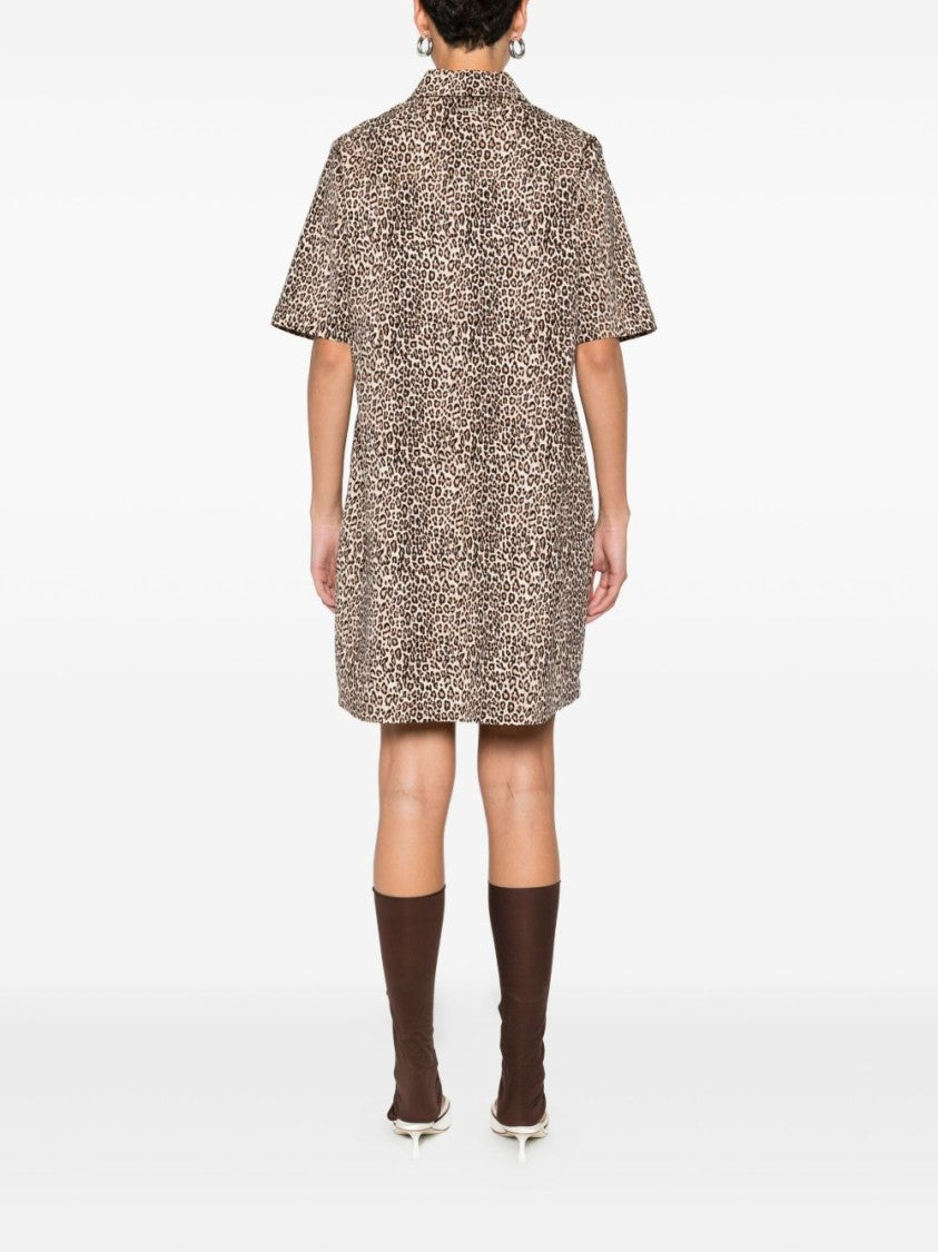 Liu Jo Beige Mini Dress With Leopard Print
