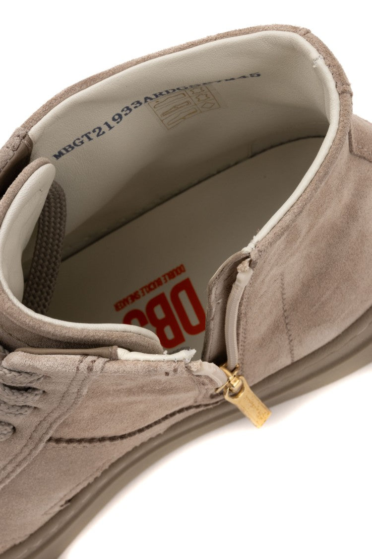 Santoni Mid-Top Suede Double-Buckle Sneakers