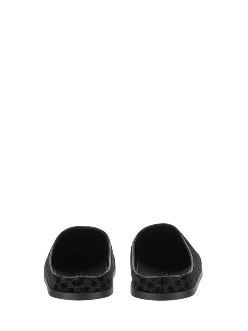 Gucci Black Velvet Slip-On Mules