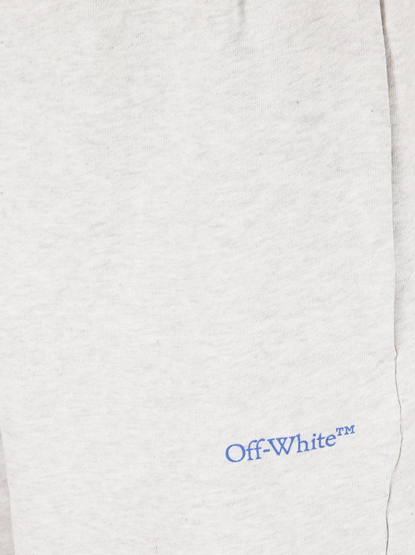 Off-White Light Heather Grey Cotton Shorts With Drawstring Waistband