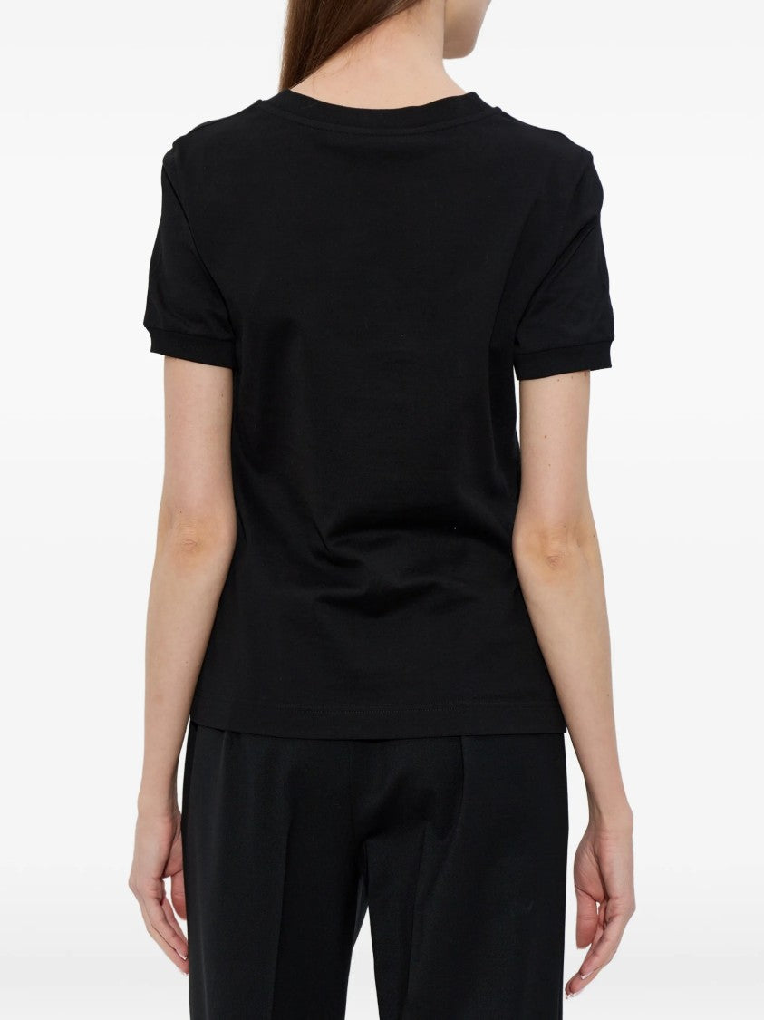 Dolce & Gabbana Black Cotton Rhinestone Embellished Logo T-Shirt