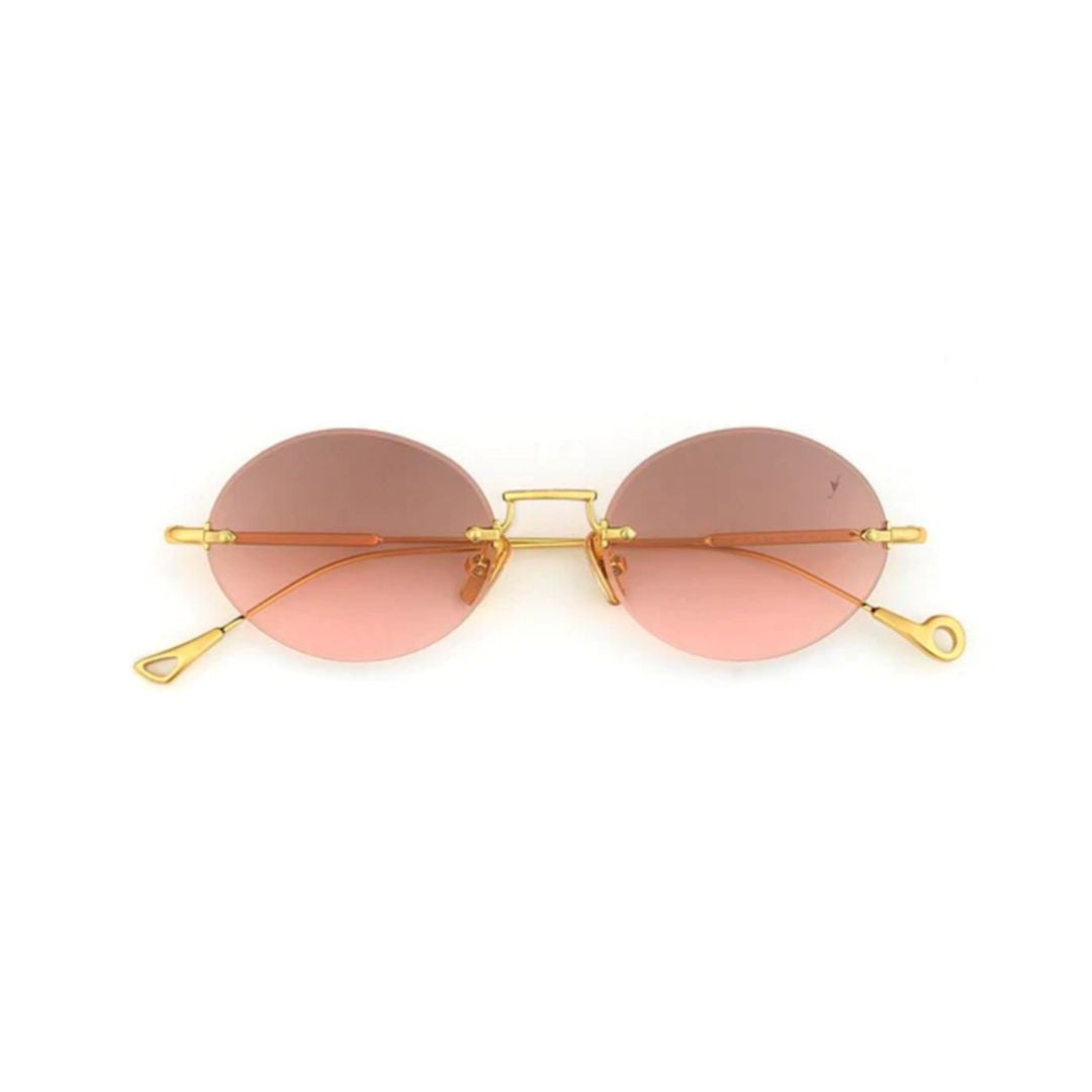 Eyepetizer Met C.4-44 Round Rimless Sunglasses With Pink-Tinted Lenses