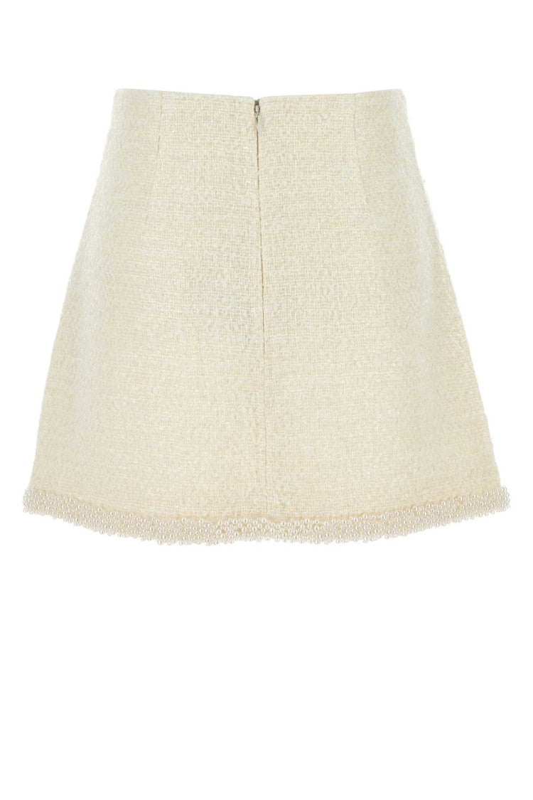 Self-Portrait Ivory Boucle Mini Skirt