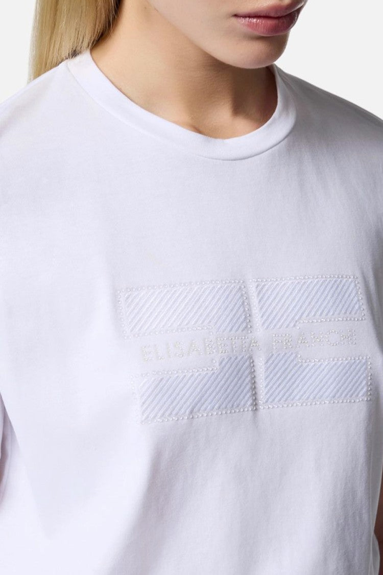 Elisabetta Franchi Chalk Cotton Knit Top