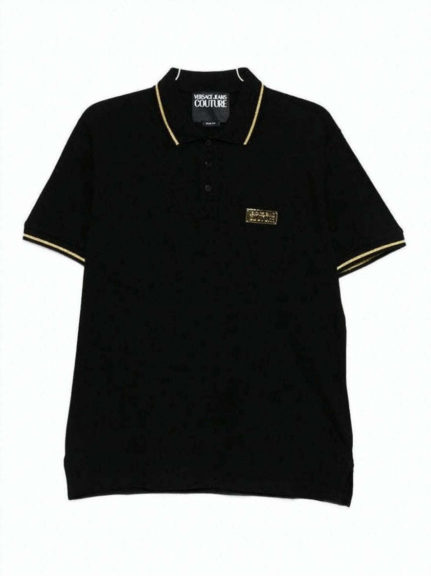 Versace Short Sleeve Black Polo Shirt