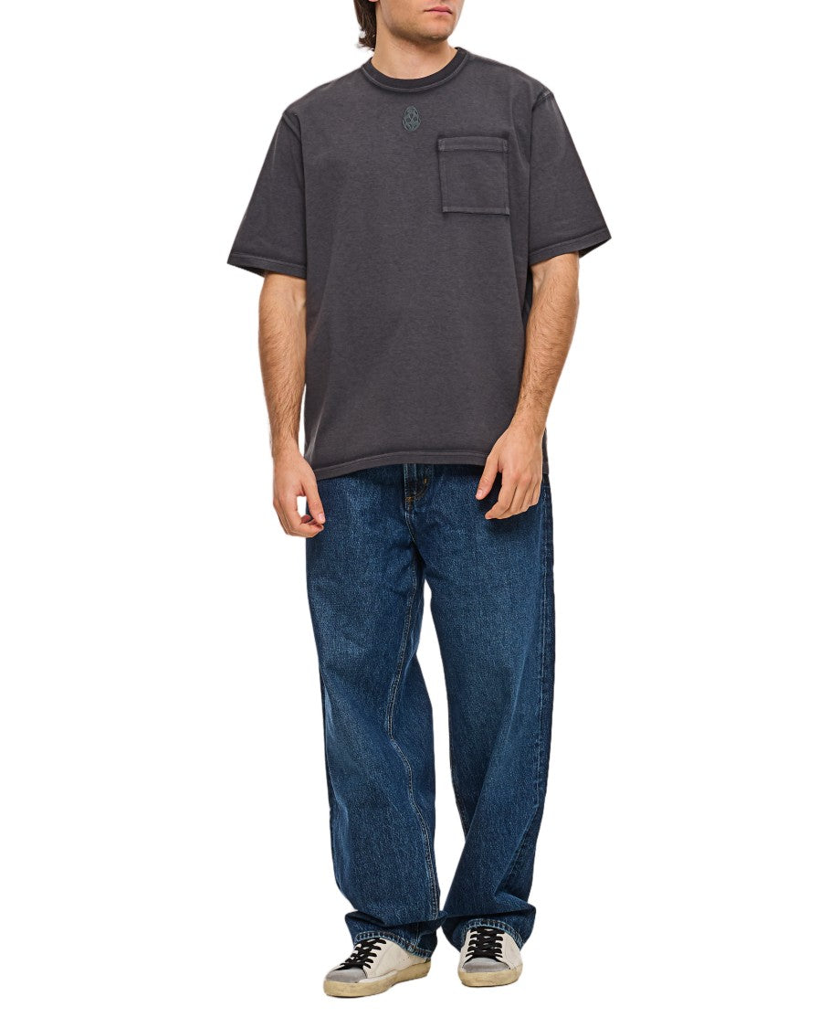 Alexander Mcqueen Washed Grey Crew-Neck T-Shirt With Emblem And Pocket