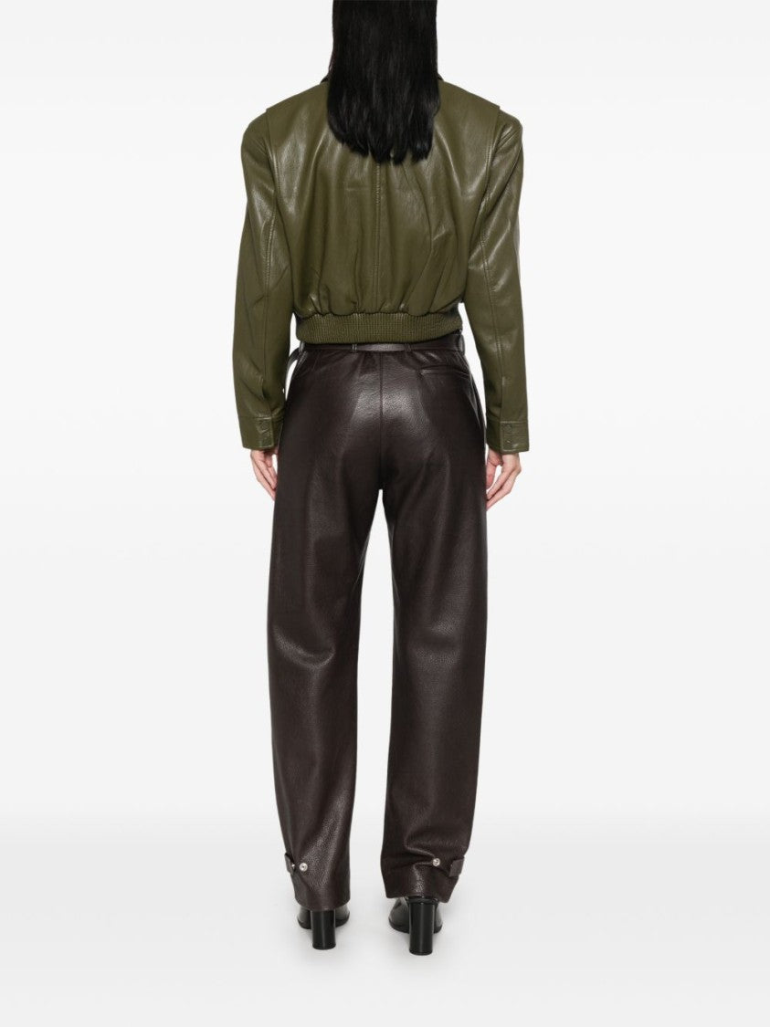 The Frankie Shop Cropped Olive Green Polyurethane Jacket