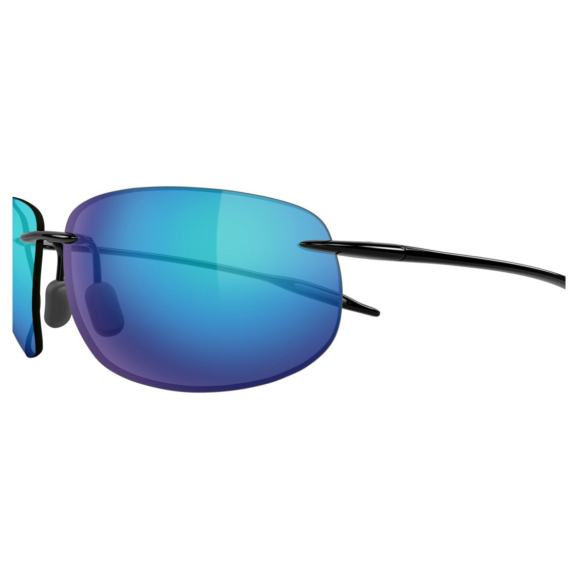 Maui Jim Breakwall Rimless Sunglasses With Rectangular Blue Mirrored Lenses