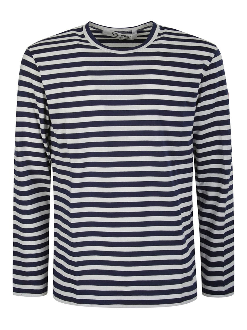 Comme Des Garçons Navy/White Striped Long-Sleeved T-Shirt