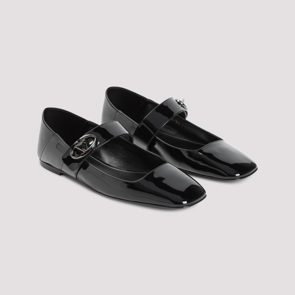 Valentino Black Leather Ballerinas With Glossy Finish
