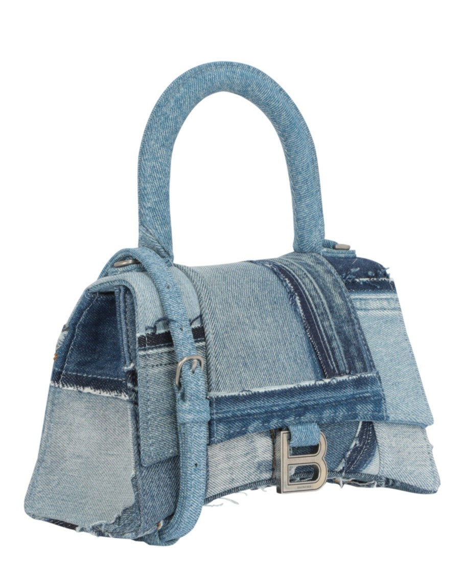 Balenciaga Hourglass Denim Patchwork Top Handle Bag