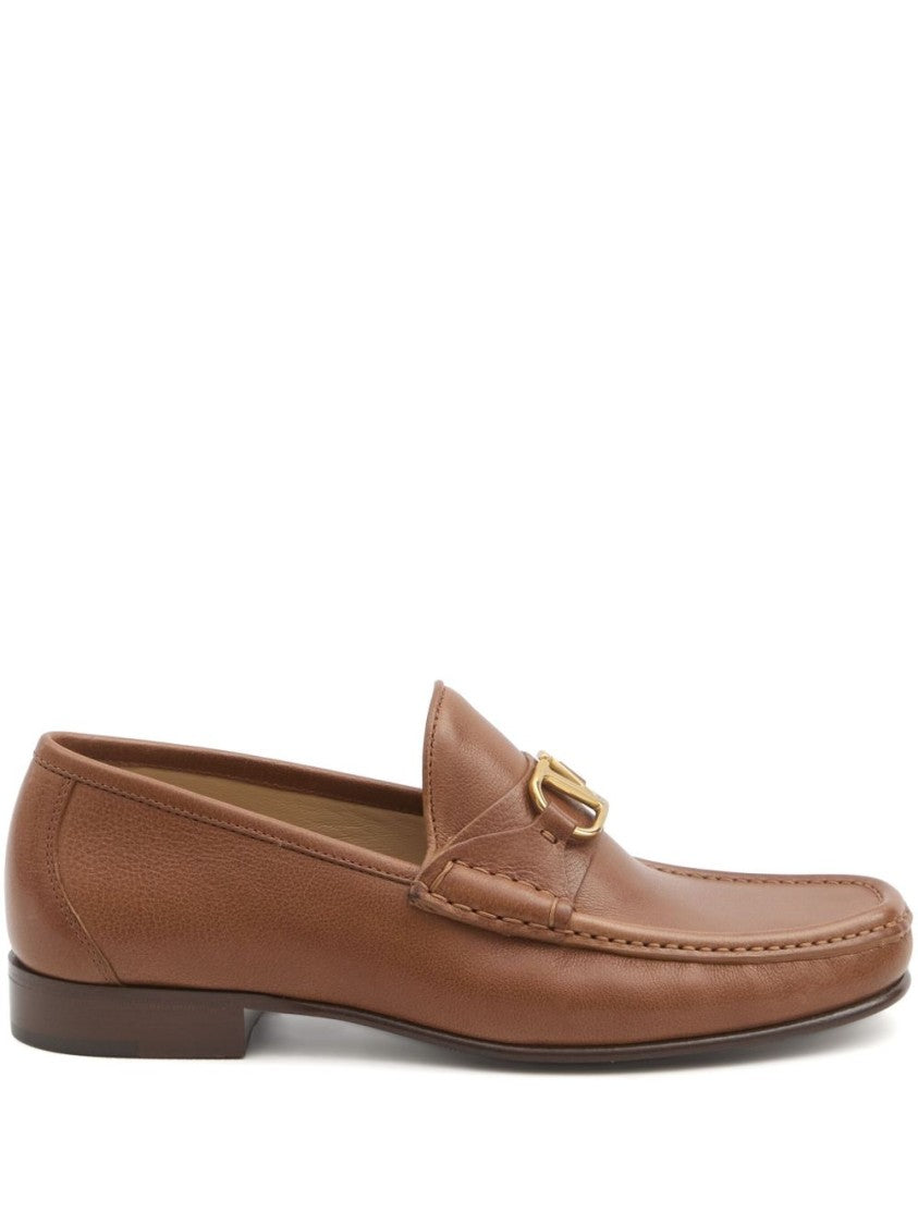 Valentino Garavani Premium Leather Loafers With Gold-Tone Emblem