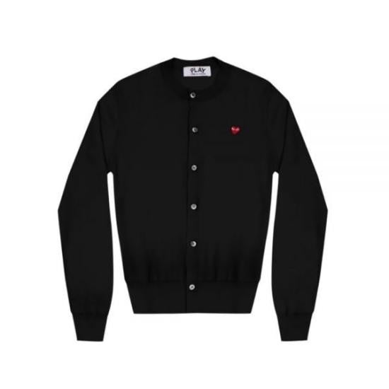 Comme Des Garçons Button-Down Black Cardigan With Signature Emblem