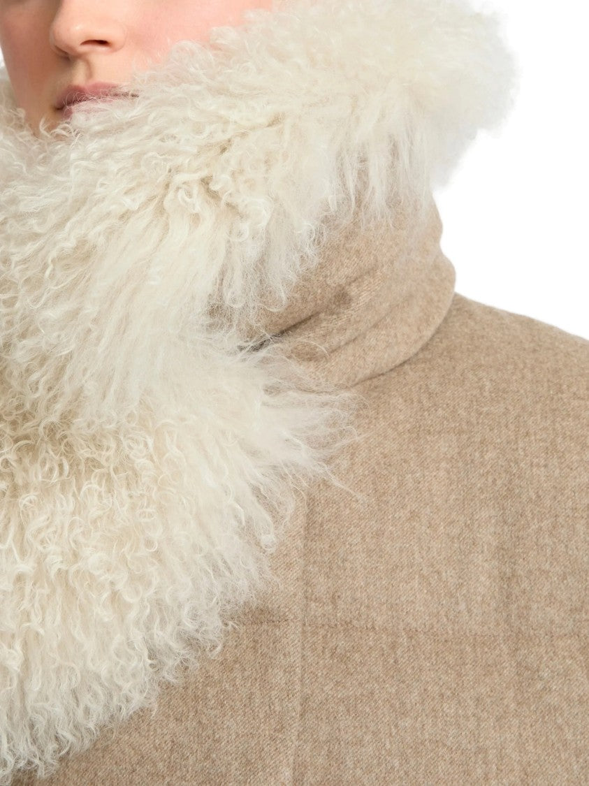 Yves Salomon Beige Doudoune Cashmere Down Coat