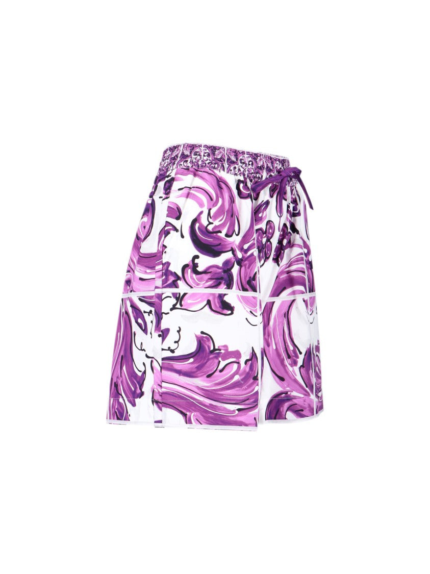Dolce & Gabbana Baroque-Print Relaxed Short With Adjustable Waistband