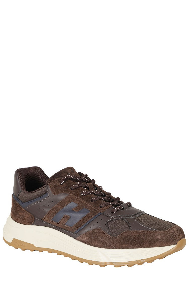 Hogan Brown Hyperlight Smooth Leather Suede Rubber Sole Sneakers