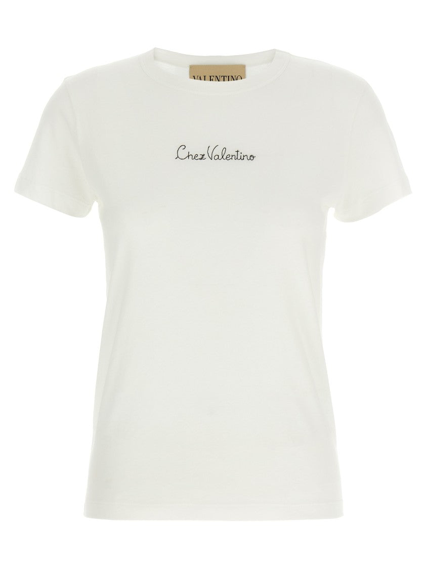 Valentino Garavani Cotton T-Shirt With 'Chez Valentino' Embroidery