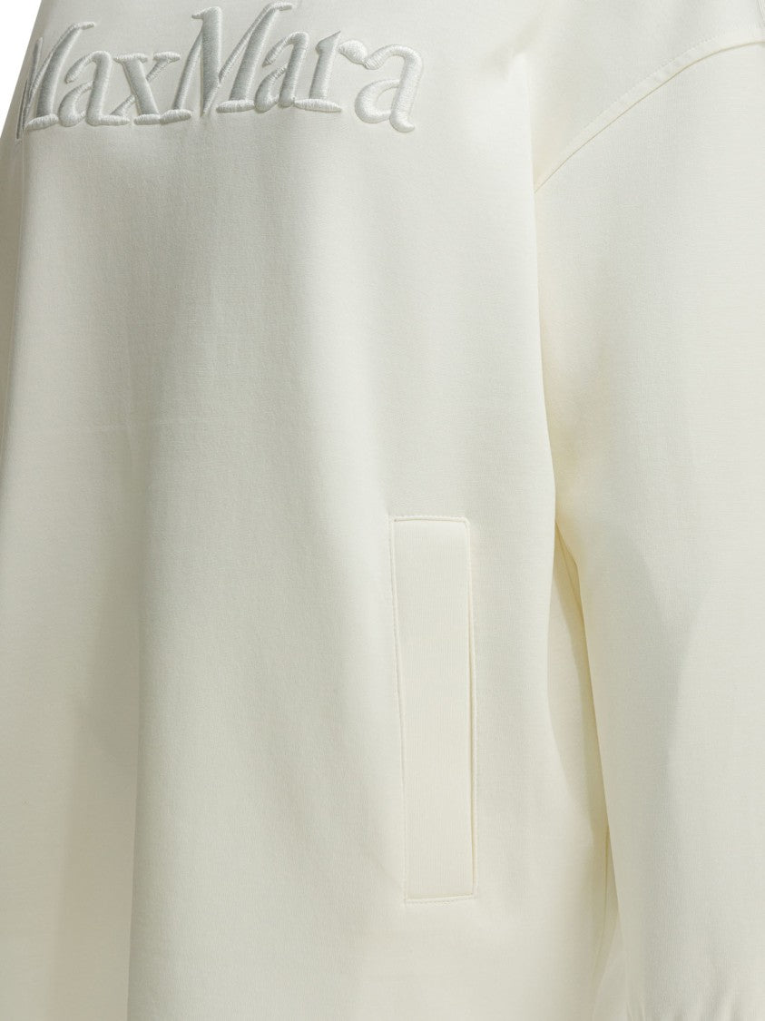 Max Mara Cream Relaxed-Fit Hoodie With Raised Logo Detail