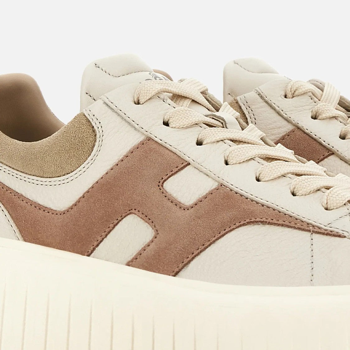 Hogan H-Stripes Lace-Up Sneakers In Calfskin And Sheepskin