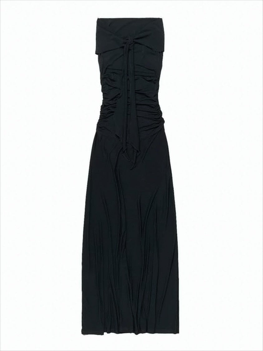 Paloma Wool Ruched Strapless Midi Dress With Tie Back Detail