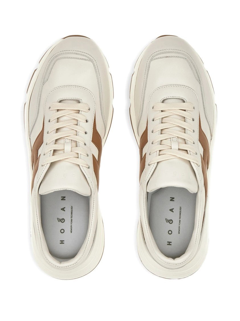 Hogan Beige Low-Top H Logo Cushioned Sneakers