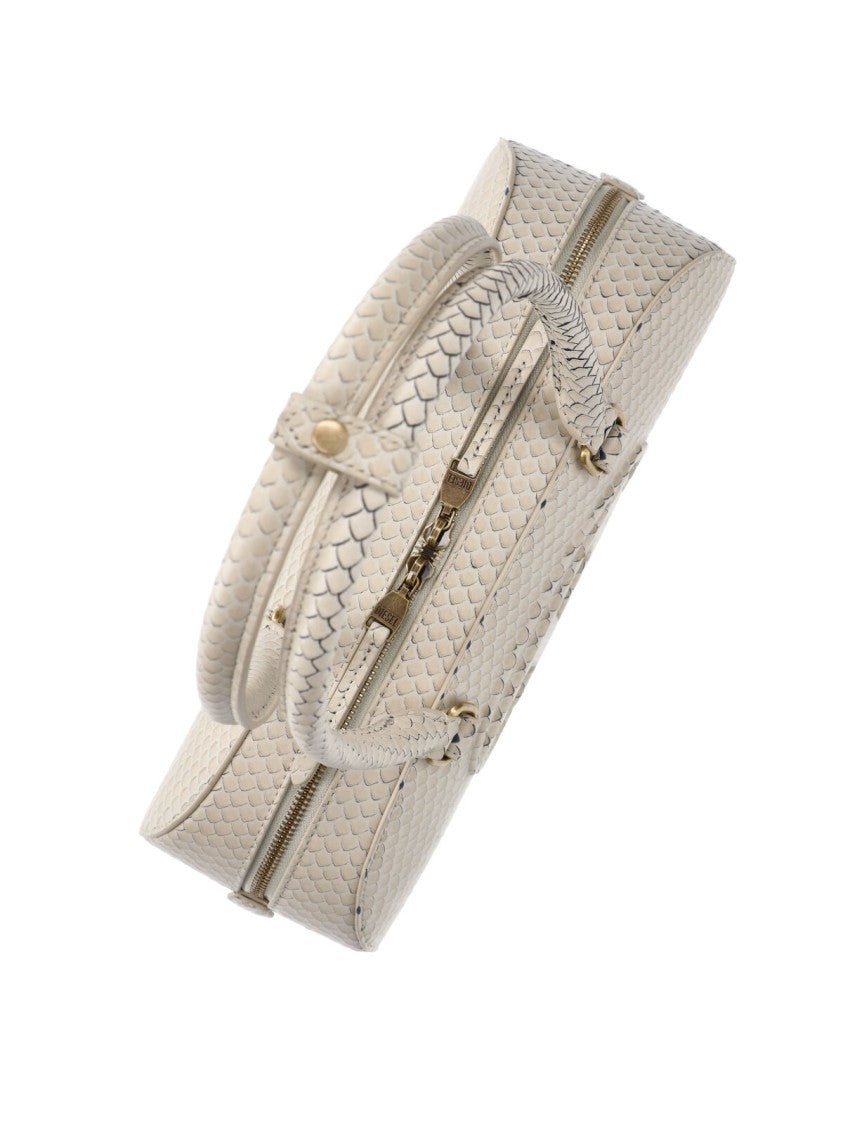 Diesel Beige 1Dr Dome Snake Pattern Bag