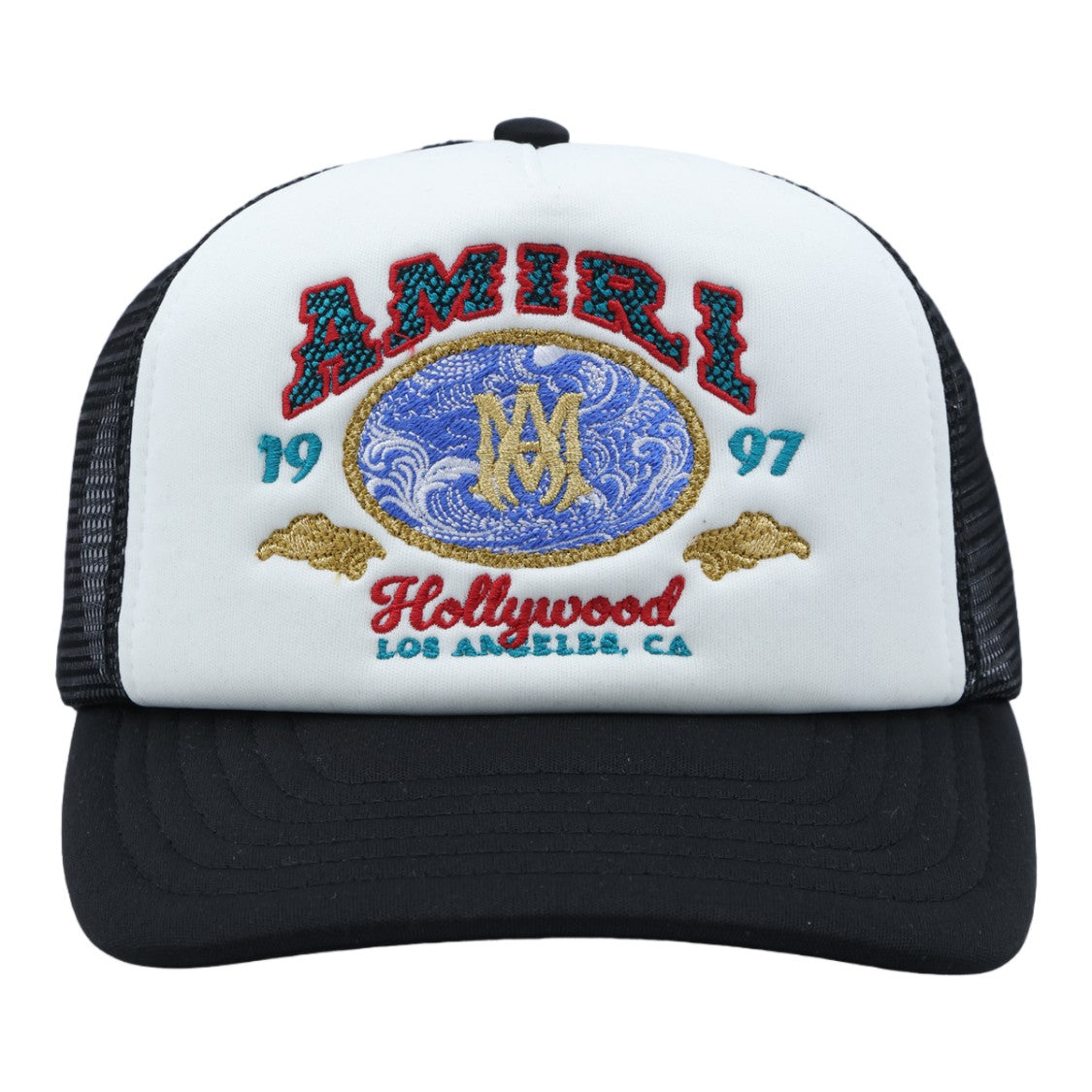 Amiri Structured Front Panel Trucker Cap With Colorful Embroidery