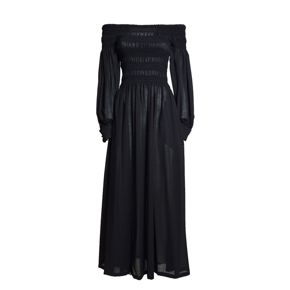 Max Mara Manu Off Shoulder Dress In Black Cotton