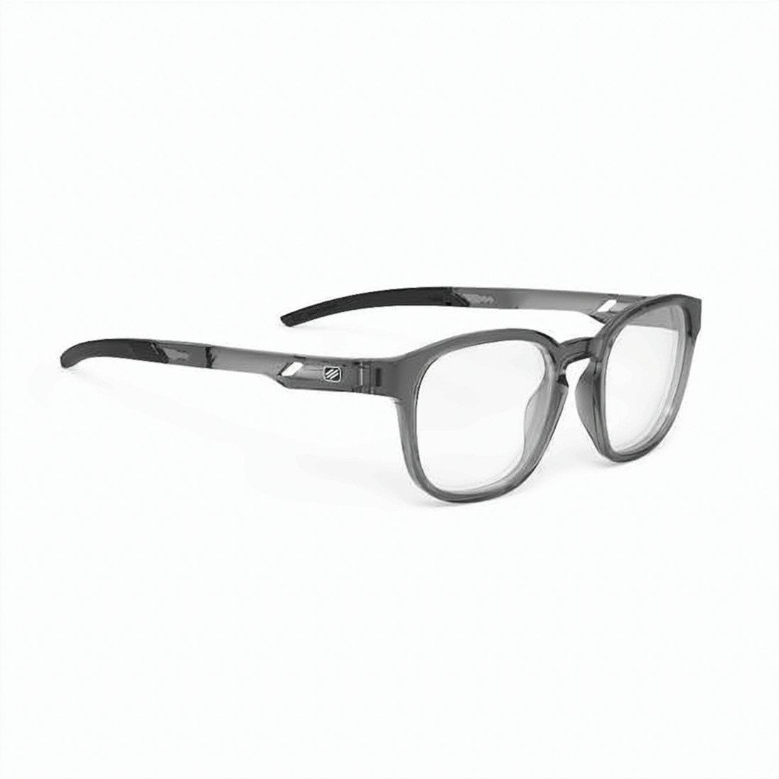 Rudy Project Translucent Grey Round-Square Eyeglasses With Contrast Temples
