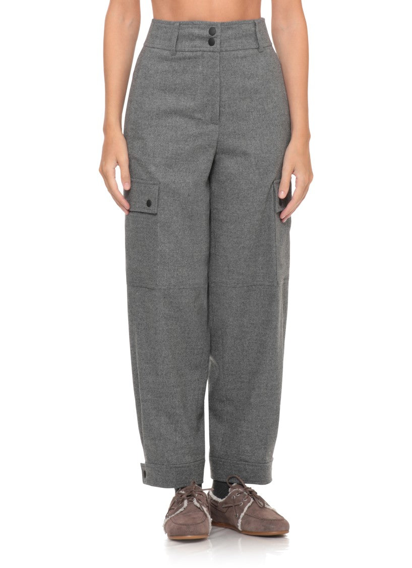 Peserico Grey Utility Straight-Leg Pants