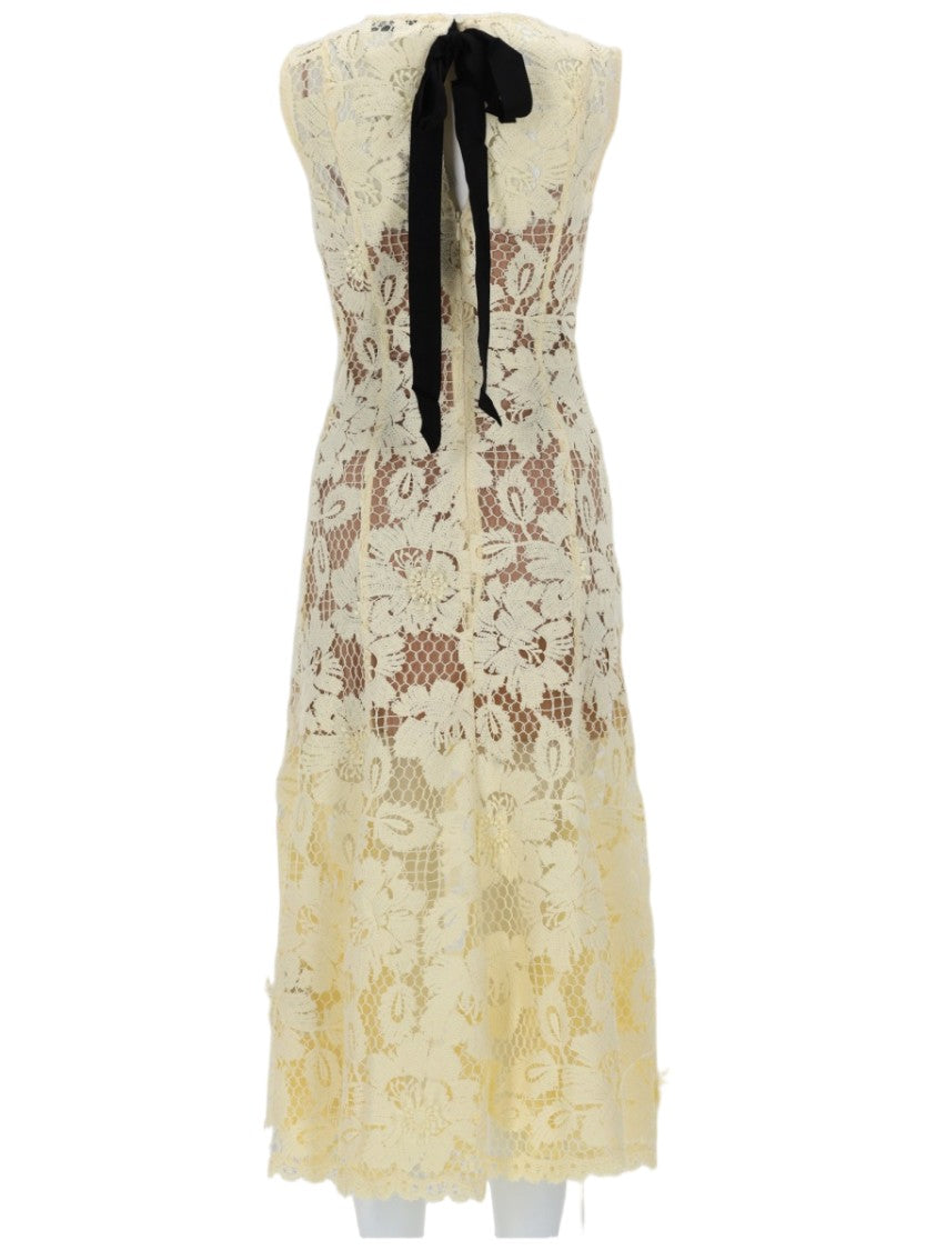 Self-Portrait Fitted Detailed Floral Crochet Dress
