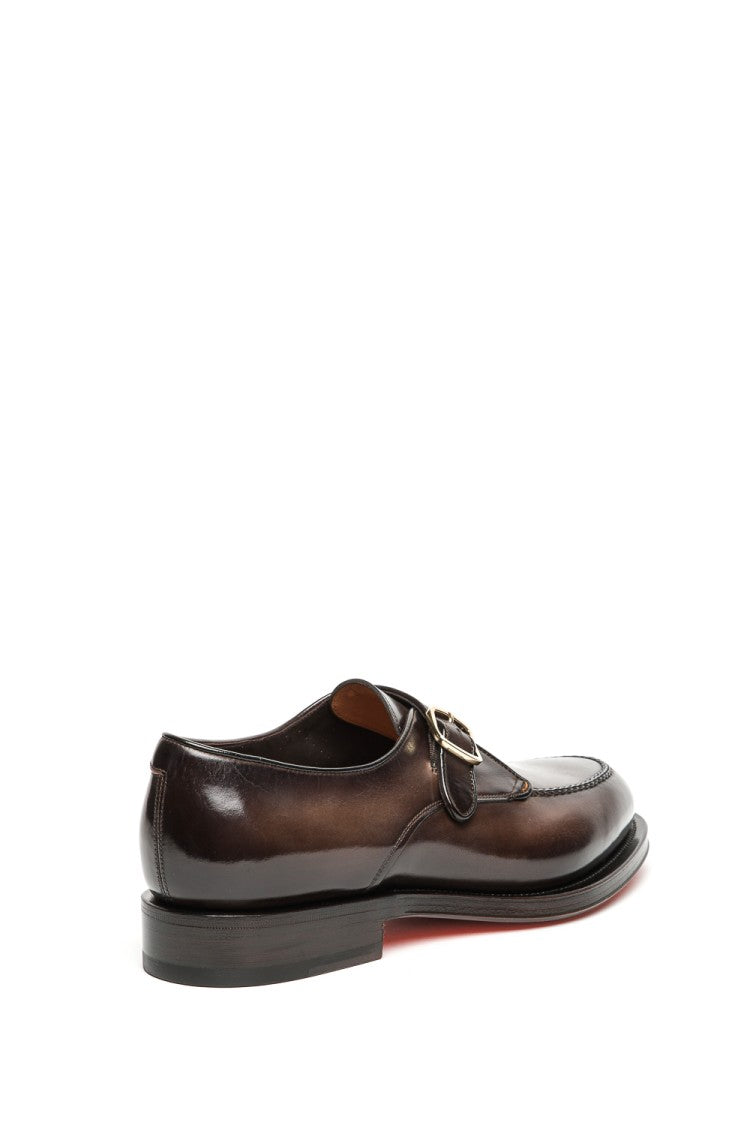 Santoni Single Buckle Leather Shoes Goodyear Construction