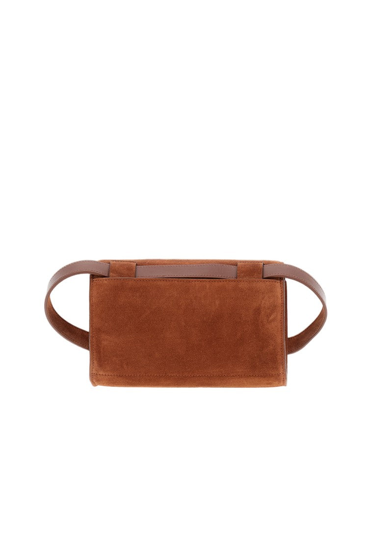 Micoli Rectangular Cognac Suede Shoulder Bag
