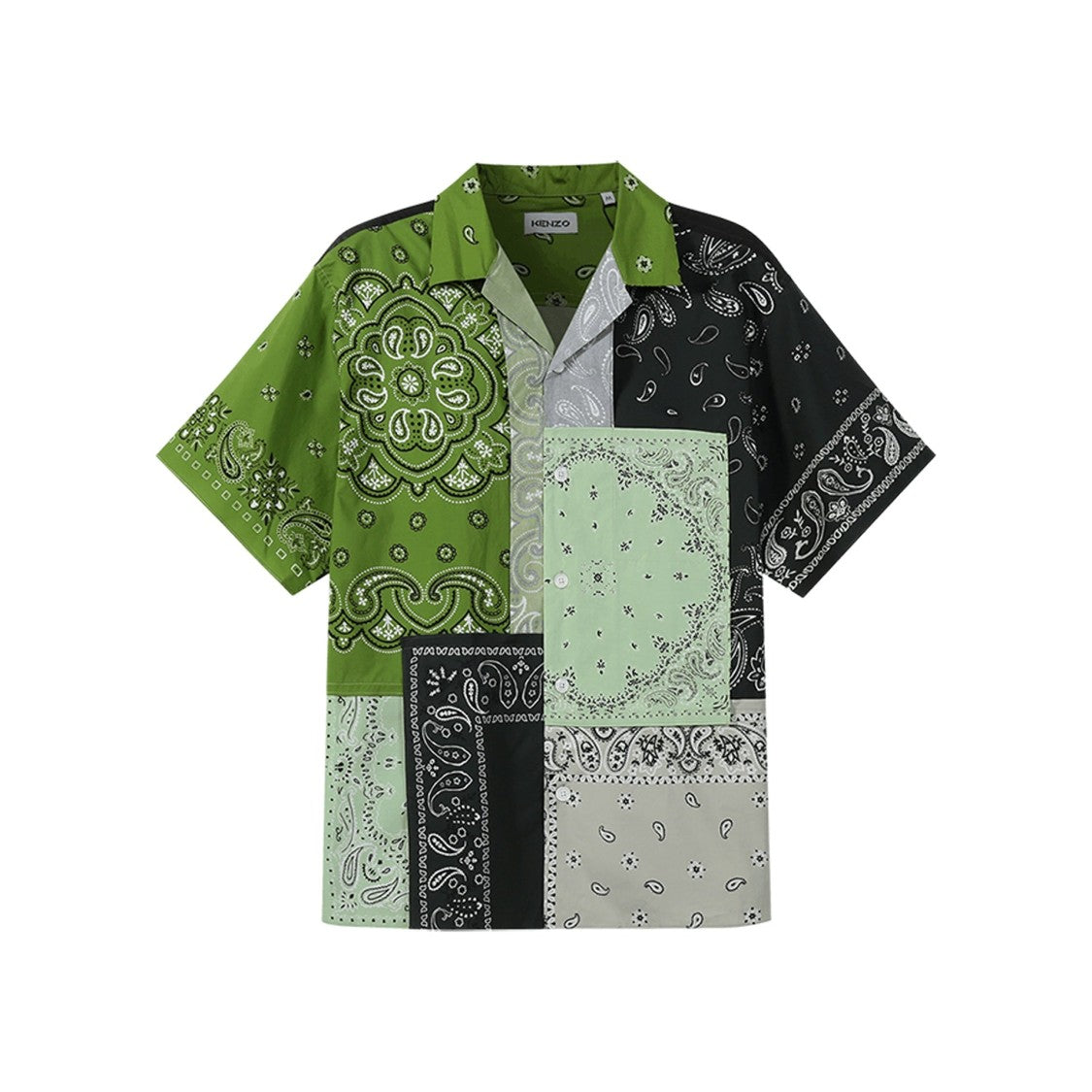 Kenzo Patchwork Design Cotton Shirt With Bandana Prints