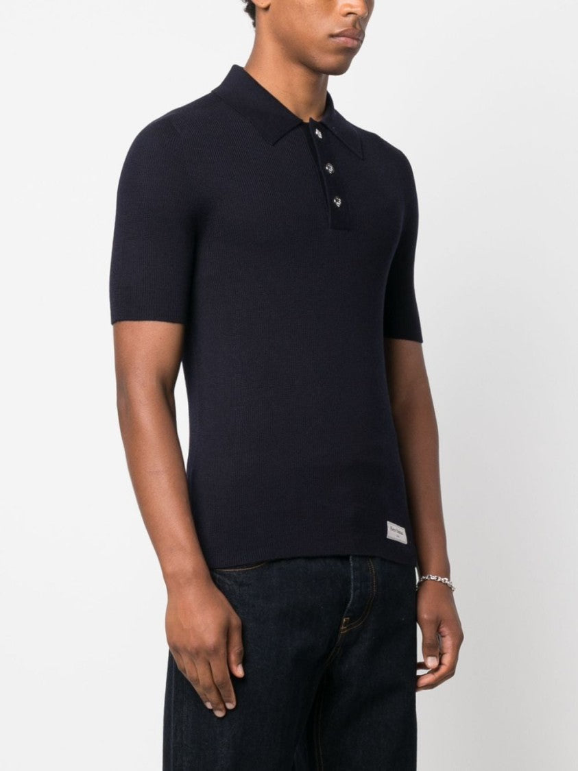Balmain Logo-Patch Wool Polo Shirt