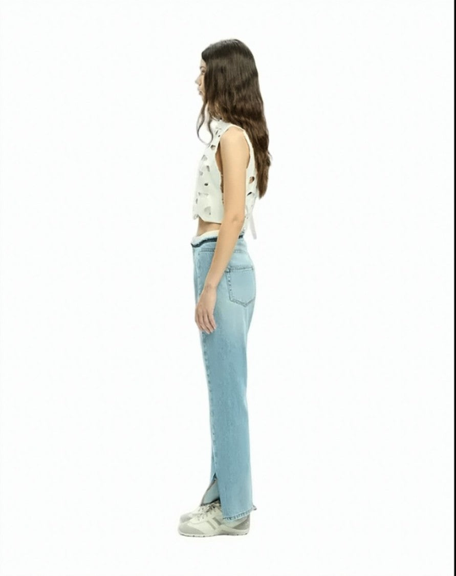 Mlo Washed Relaxed Straight-Leg Denim Pants