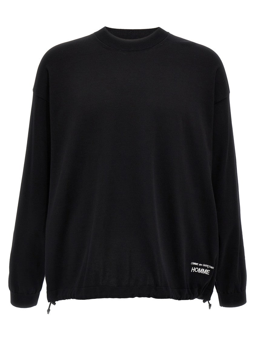 Comme Des Garçons Contrasting Logo Embroidery Cotton Sweater