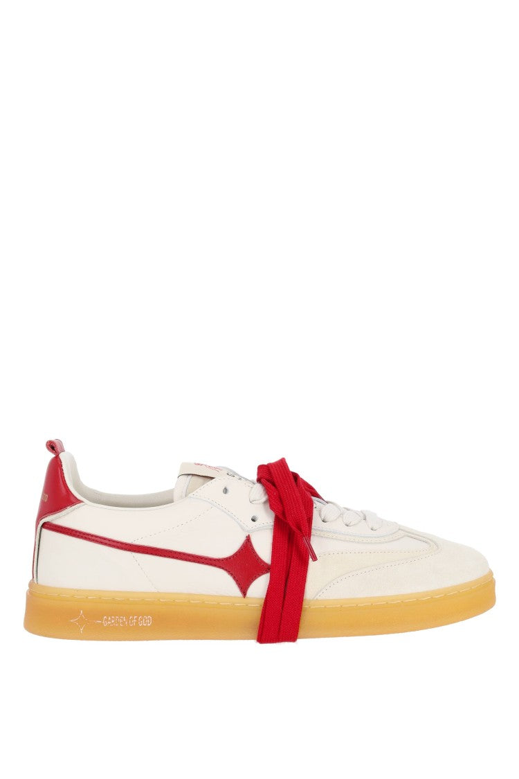 Garden Of God Earth Leather And Suede Red Detail Sneakers