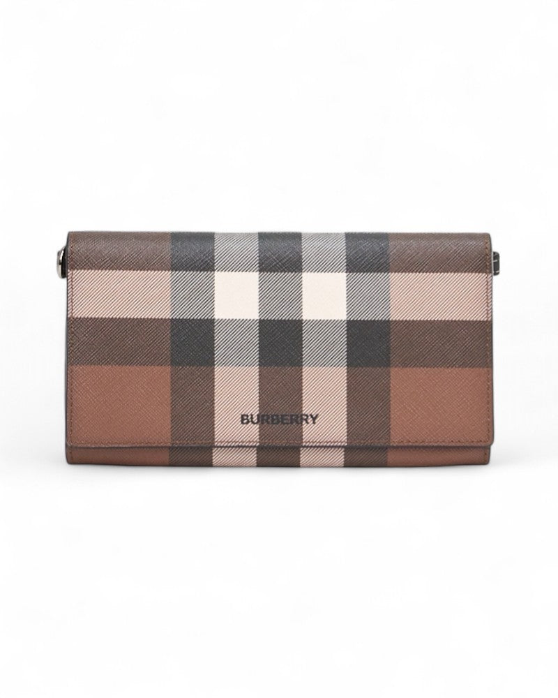 Burberry Clip Check Wallet In Brown
