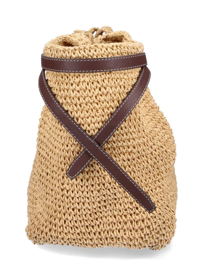 Tory Burch Beige Spacious Woven Leather Bag