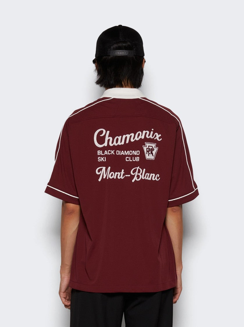 Rhude Mont-Blanc Bowling Shirt Maroon And White