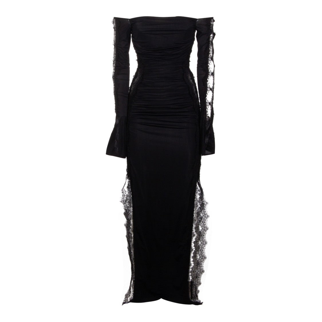 Blumarine Maxi Dress With Sheer Lace Panels