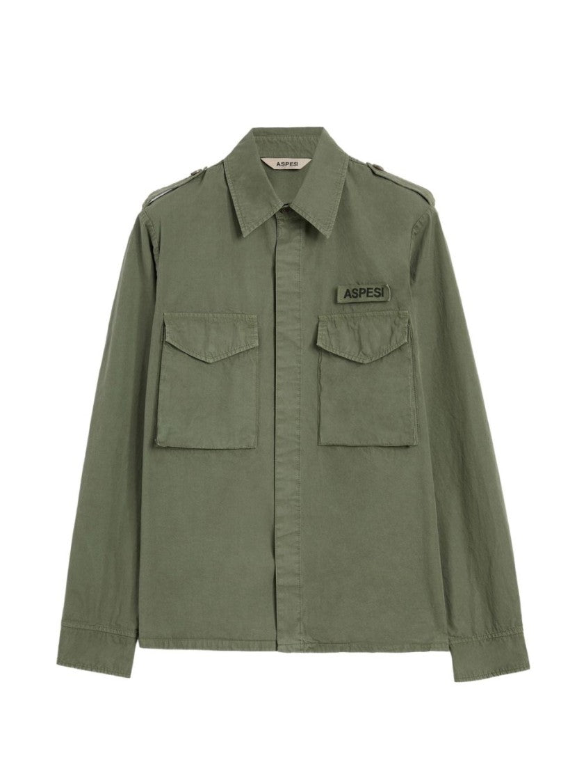 Aspesi Military-Inspired Shirt Jacket With Concealed Front Closure