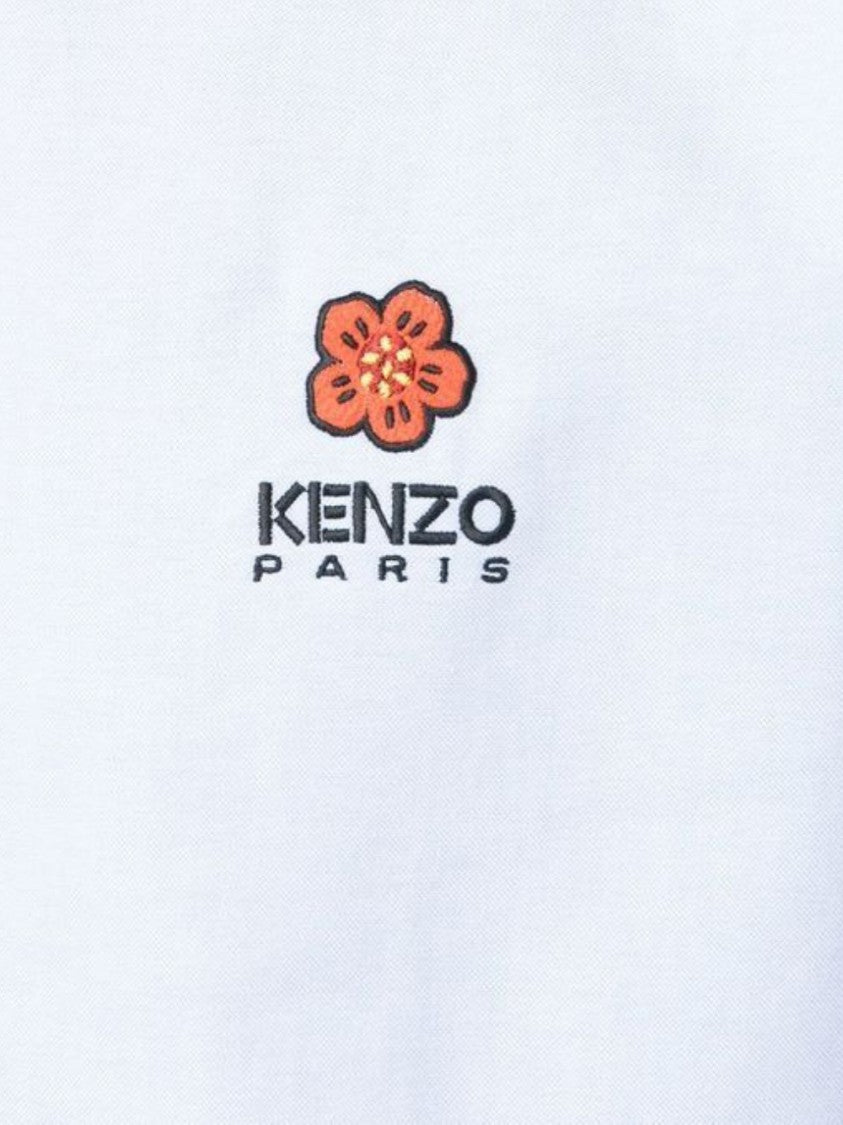 Kenzo Long-Sleeve Button-Up Shirt With Classic Collar And Embroidered Logo