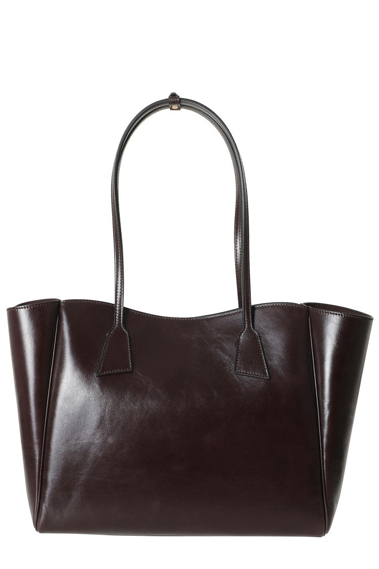 Hidesins Brown Two-Tone Shopper Gold Logo Leather Tote Bag