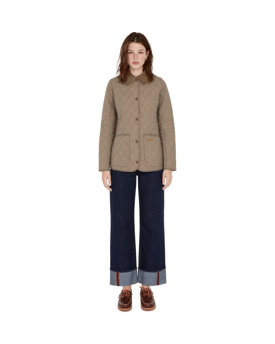 Barbour Beige Quilted Corduroy Collar Jacket